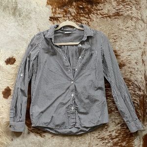 Navy / White Stripe Button Down with Collar